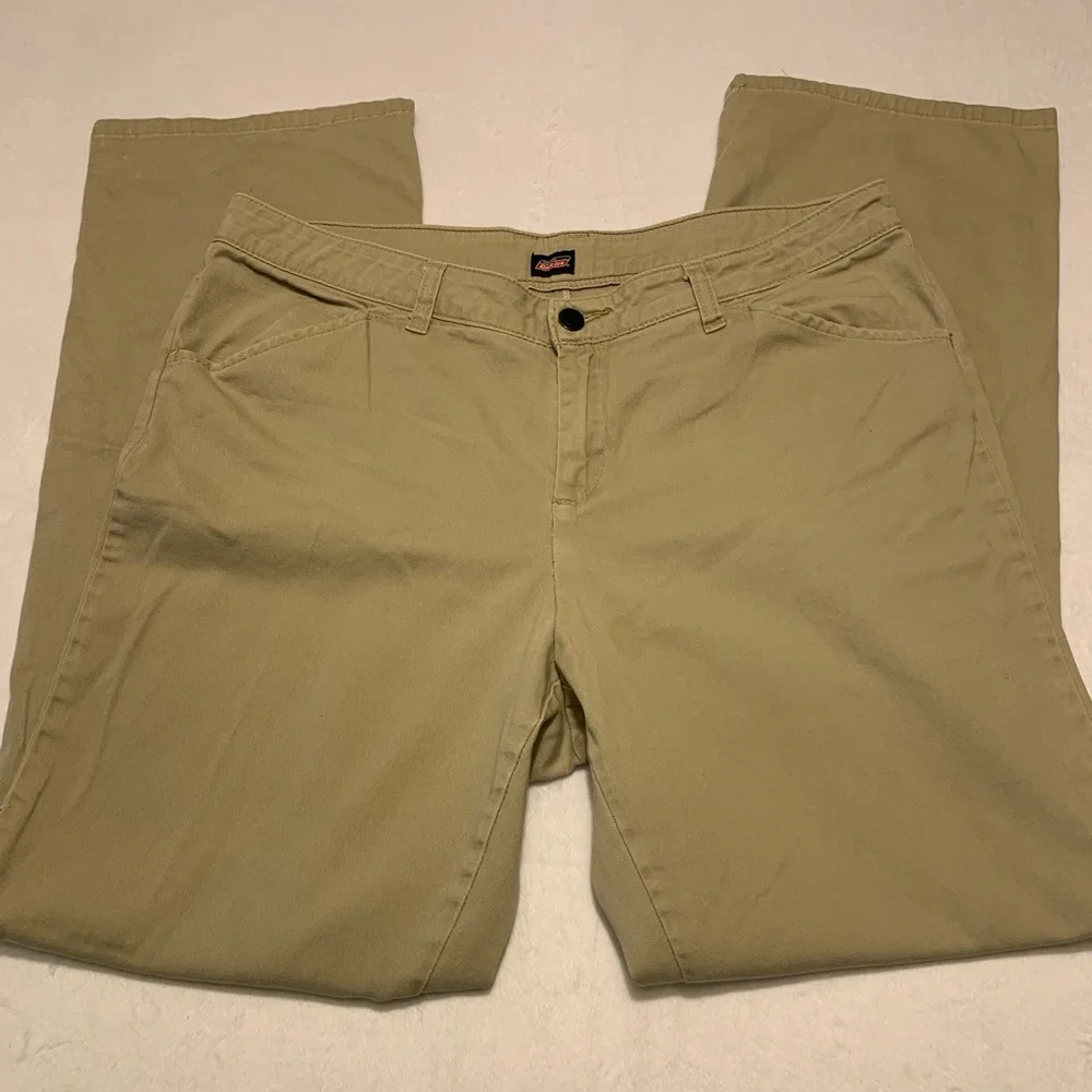 Dickies Women's Slim Fit Boot Cut Pants Size 10 Regular , Tan Comfort Stretch - Picture 2 of 9